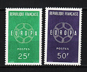 Франция, 1959, Европа, Эмблема, 2 марки